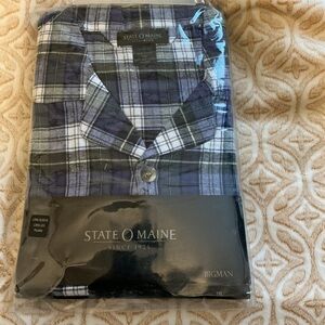 State O’ Maine Men’s Flannel Pajama Set Big & Tall 1XL Blue Plaid NWT